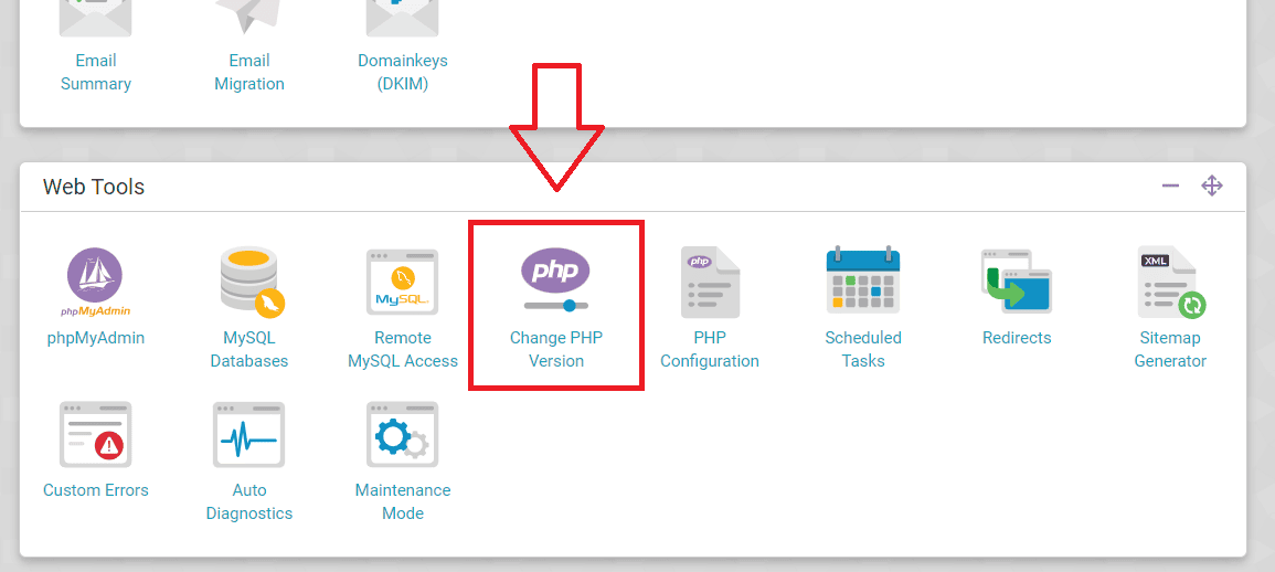 změna verze PHP v hostingu Webkitty