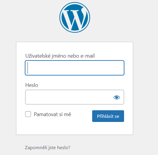 Přihlašovací okno do administrace WordPressu