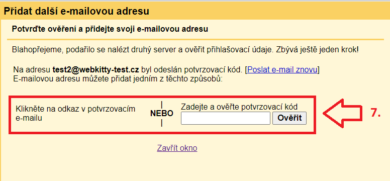 Přidat e-mailovou adresu pro odesílání prostřednictvím Gmailu - krok 5