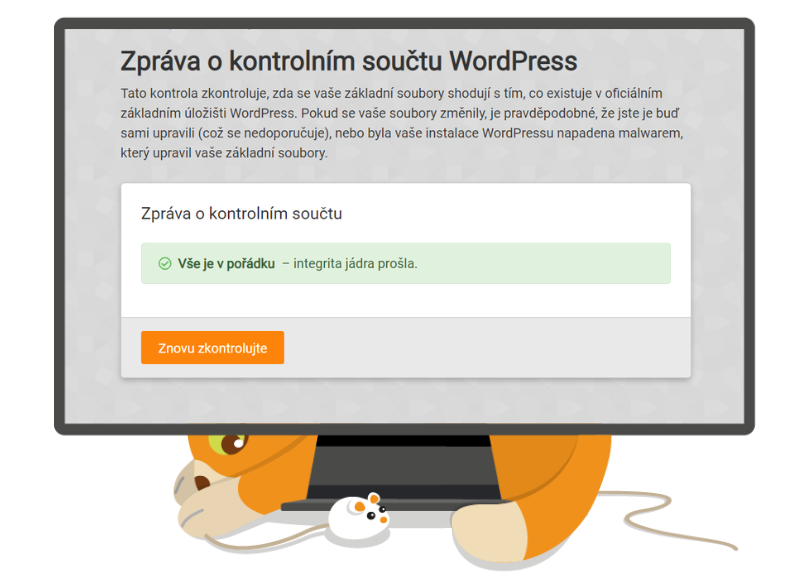 Kontrola klíčových souborů WordPressu