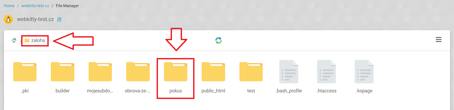 Jak obnovit zálohu webu u Multihostingu - krok 3