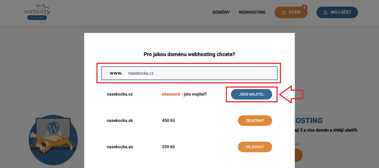 Chci webhosting, doménu mám jinde - krok 3