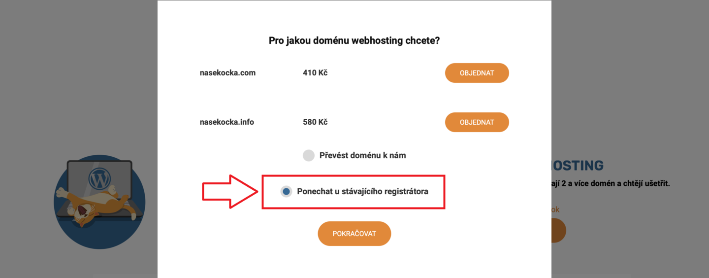 Chci webhosting, doménu mám jinde - krok 4