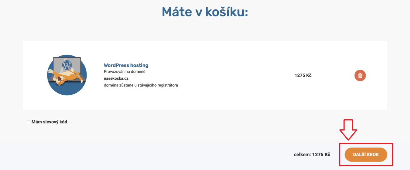 Chci webhosting, doménu mám jinde - krok 5