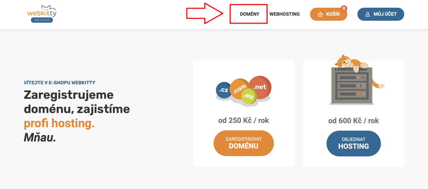 Jak převést doménu k Webkitty - krok 1