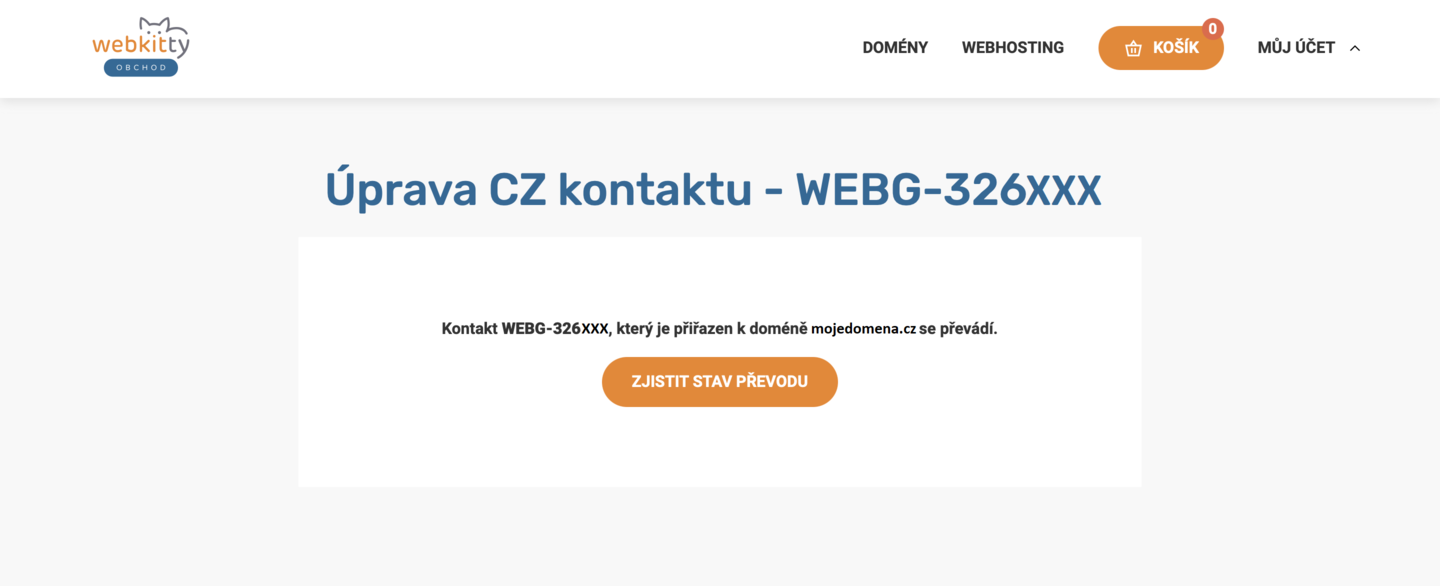 Převod registračního kontaktu - krok 6