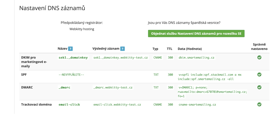 Nastavení DNS záznamů pro SmartEmailing - krok 5