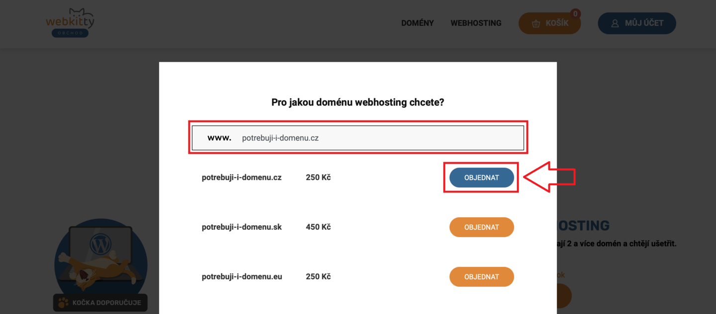 Jak si objednat webhosting i doménu - krok 3