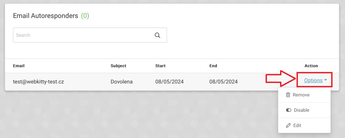 Nastavení automatické odpovědi - krok 5