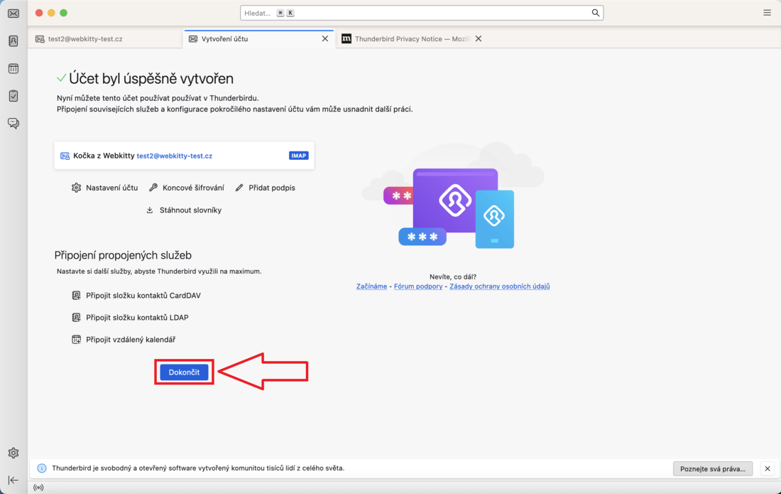 Nastavení e-mailu v Thunderbird - krok 5