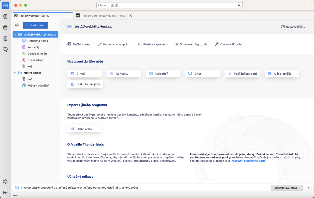 Nastavení e-mailu v Thunderbird - krok 6