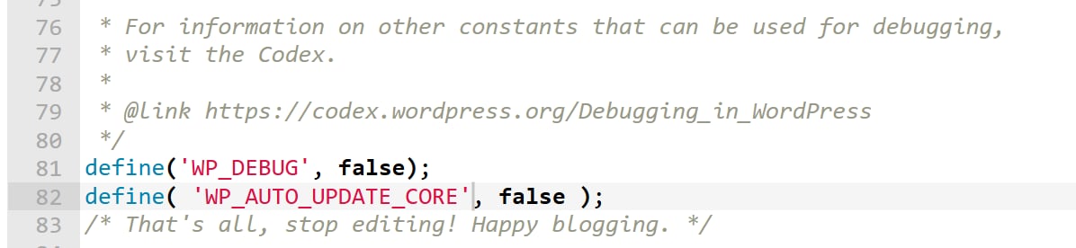 Aktualizace WordPressu: zápis do wp-confug.php