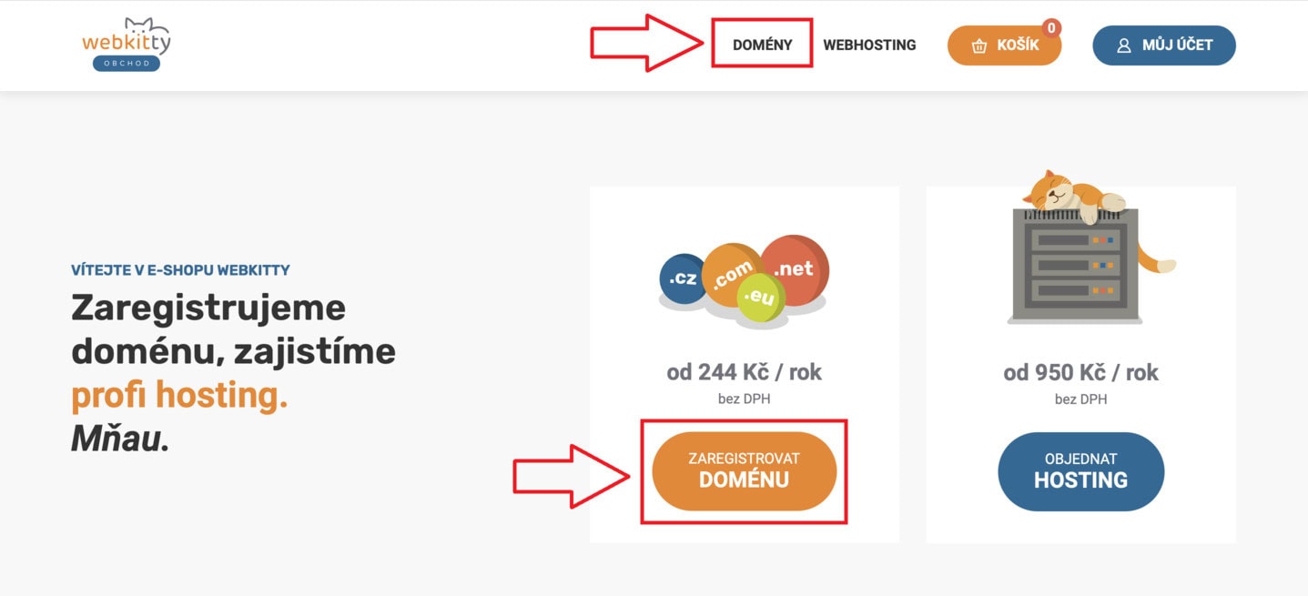 Jak převést doménu k Webkitty - krok 1