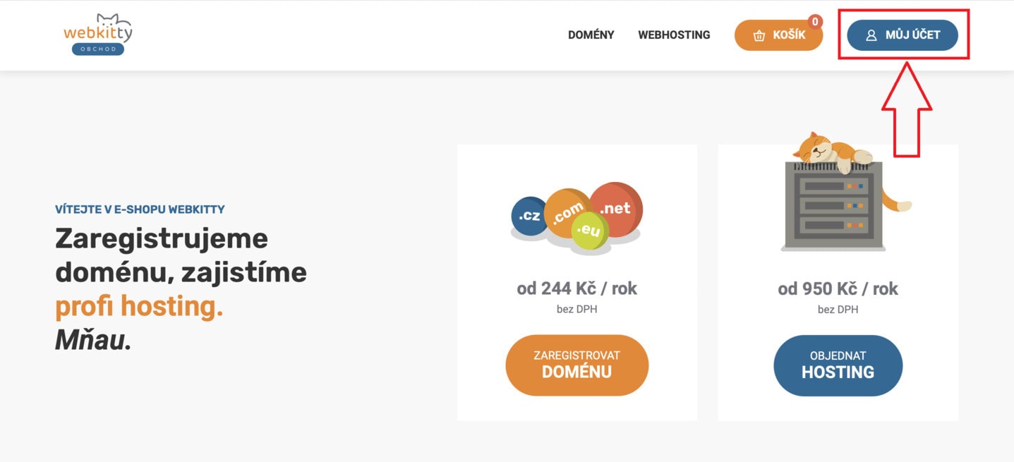 Změna nameserverů domény - krok 1.a