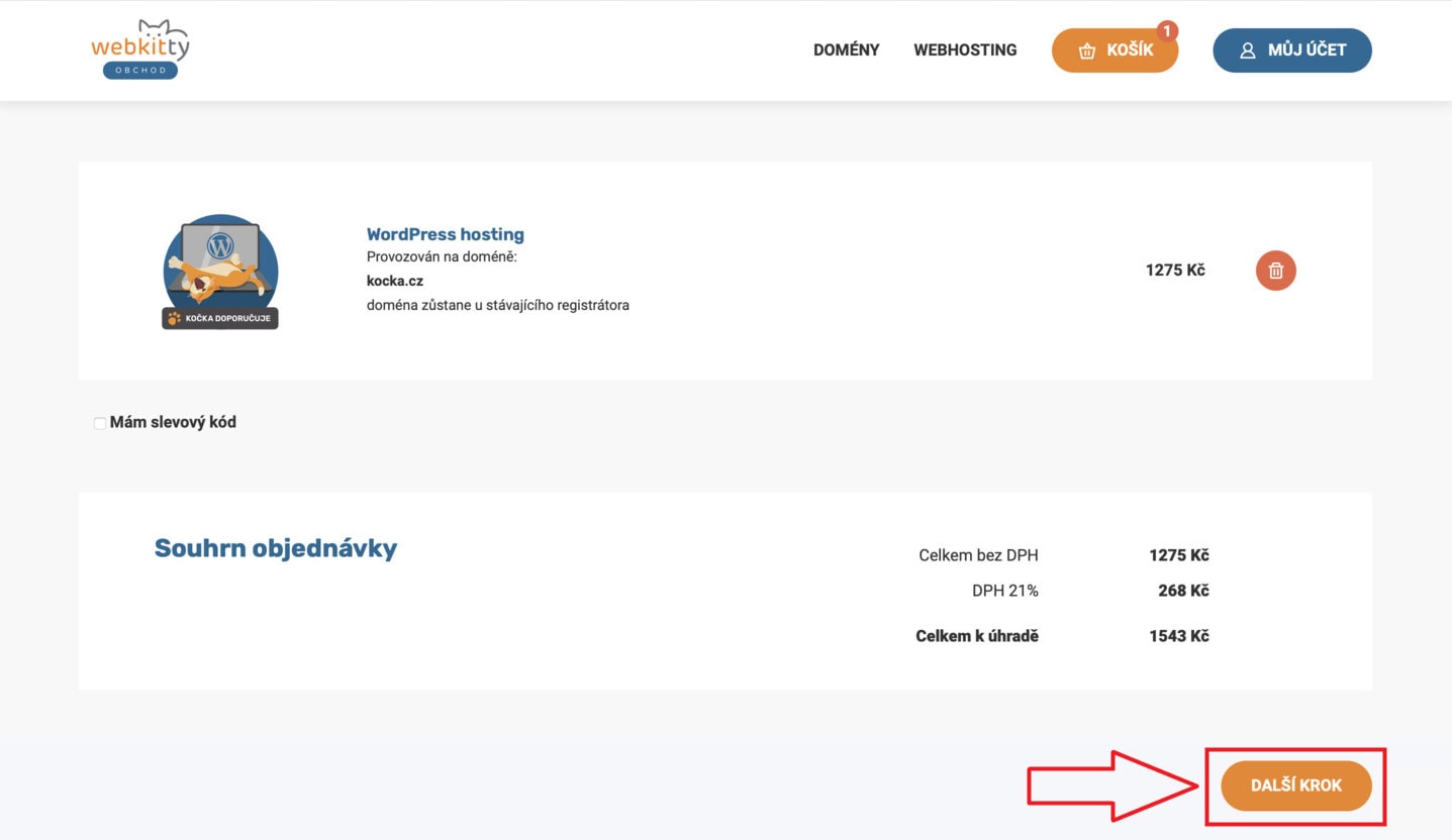 Chci webhosting, doménu mám jinde - krok 5