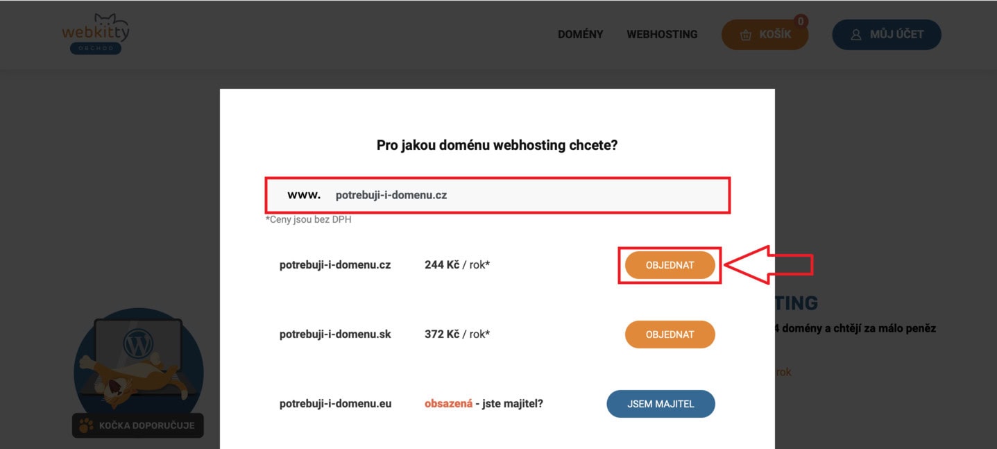 Jak si objednat webhosting i doménu - krok 3