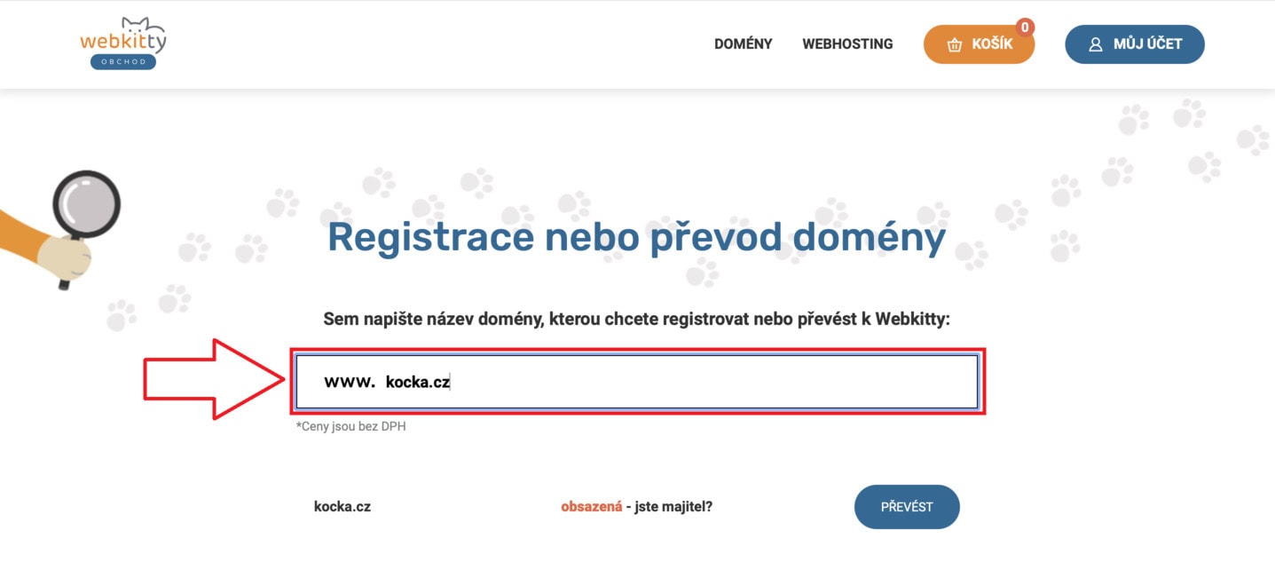 Jak převést doménu k Webkitty - krok 2
