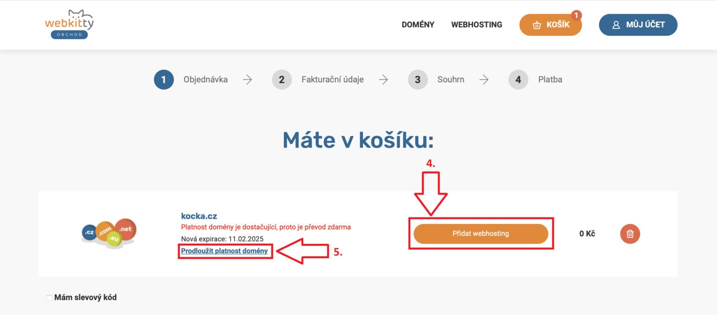 Jak převést doménu k Webkitty - krok 4