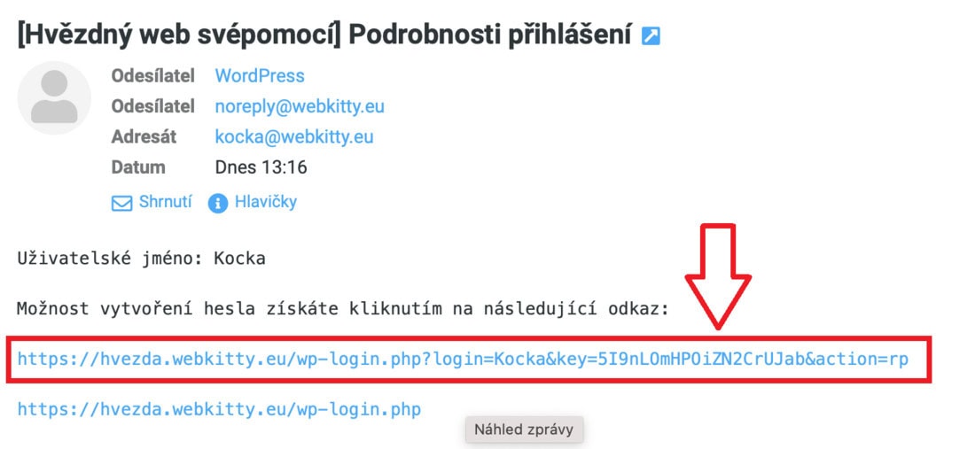 Přihlášení do webu - krok 1
