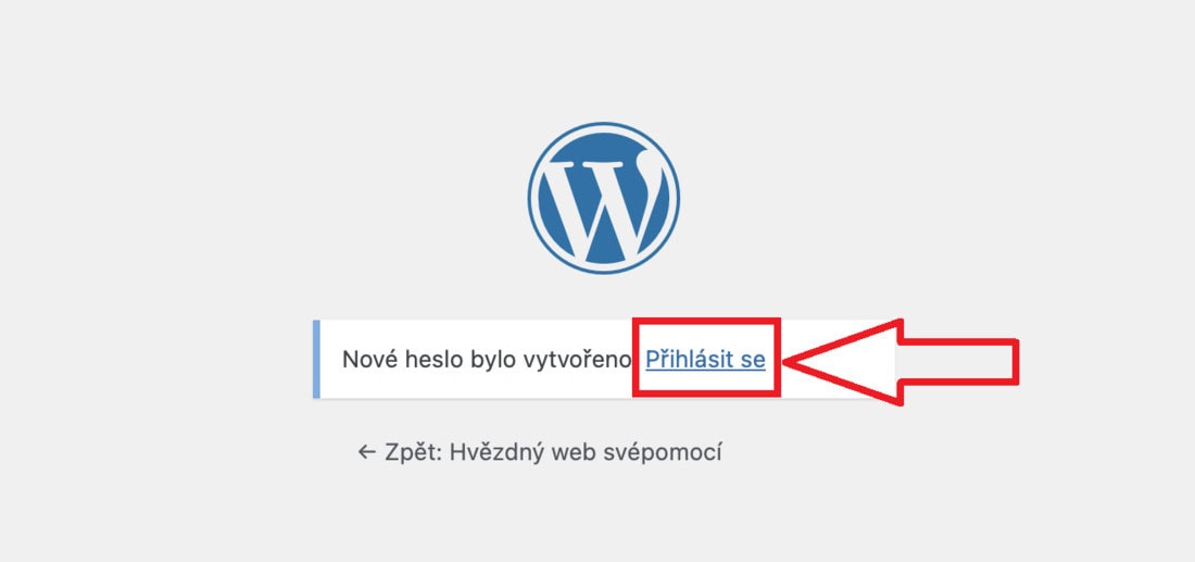 Přihlášení do webu - krok 3