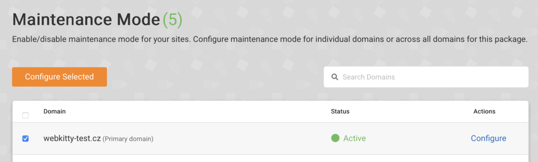Režim údržby - Maintenance Mode - krok 4