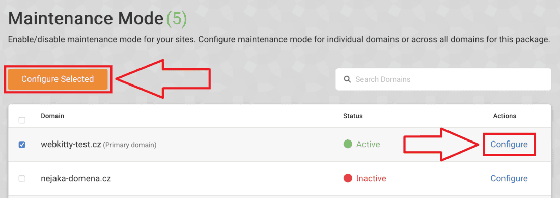 Režim údržby - Maintenance Mode - krok 7