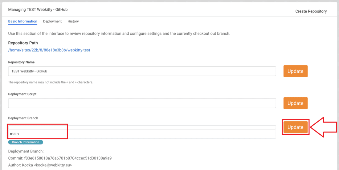 Propojení GitHub s hostingem - obrázek 7